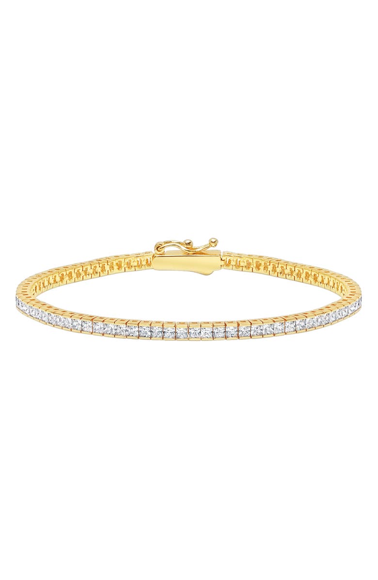 Crislu Princess Cubic Zirconia Tennis Bracelet, Main, color, Gold
