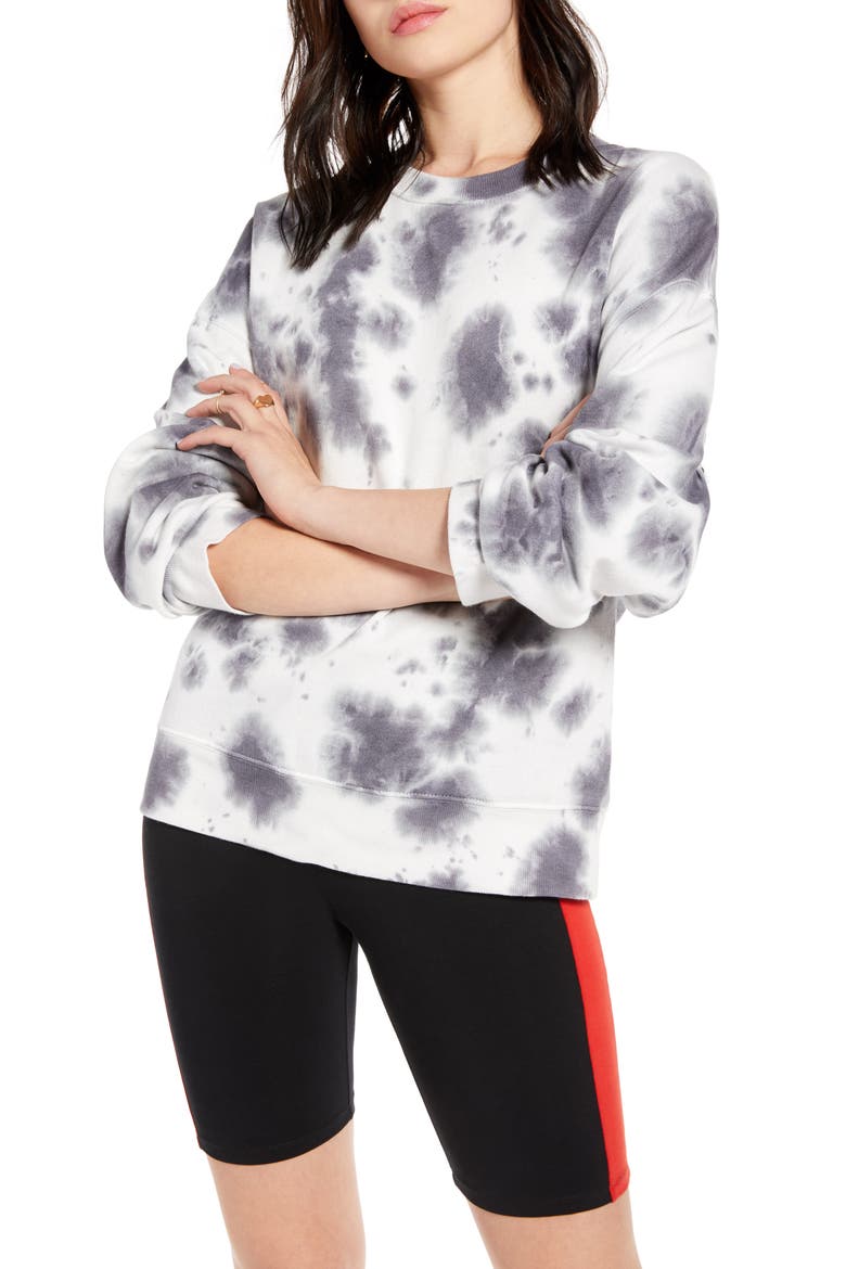 x Claudia Sulewski Tie Dye Sweatshirt, Main, color, GREY KITTEN TIE DYE