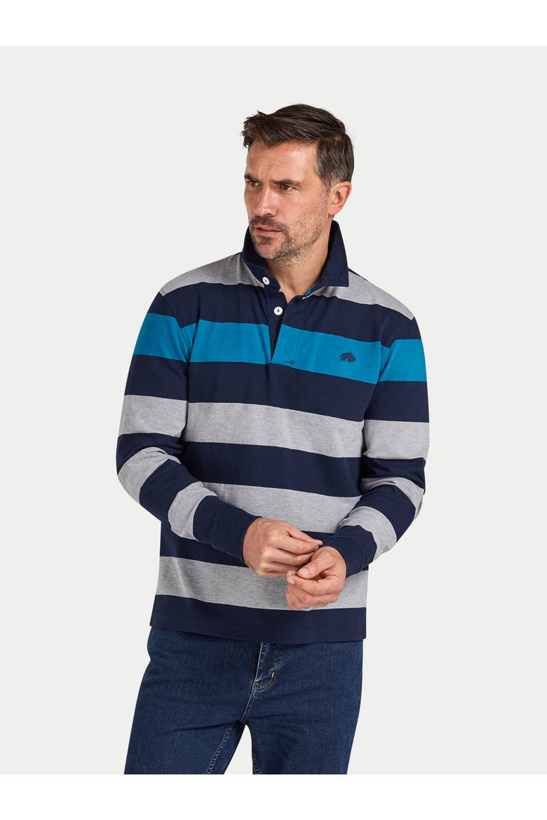 Long Sleeve Contrast Stripe Rugby Shirt, Main, color, Cobalt