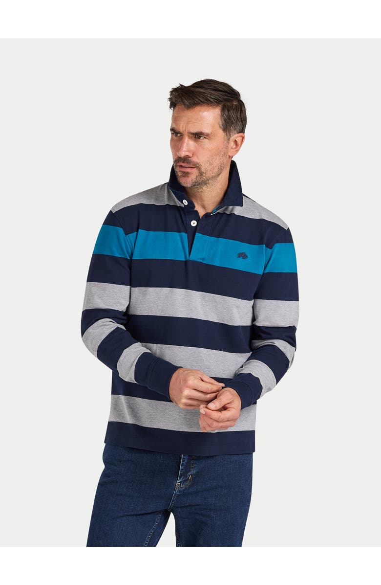 Raging Bull Long Sleeve Contrast Stripe Rugby Shirt, Main, color, Cobalt