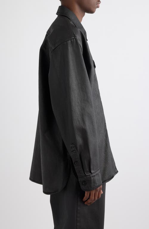 Dries Van Noten Croomson Coated Denim Jacket In Black