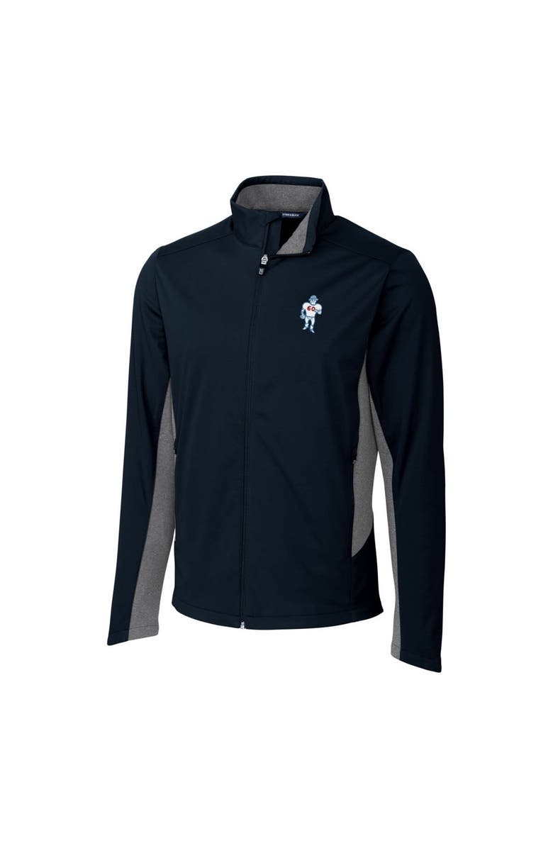 Cutter & Buck Men's Cutter & Buck Navy Houston Oilers Throwback Logo Navigate Softshell Full-Zip Jacket, Alternate, color, 