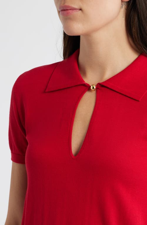 Frame Womens Bright Raspberry The Keyhole Polo Cotton-modal Knitted Top In Red