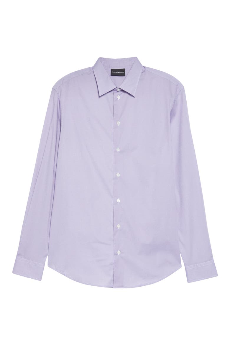 Check Stretch Cotton Button-Up Shirt, Alternate, color, PURPLE