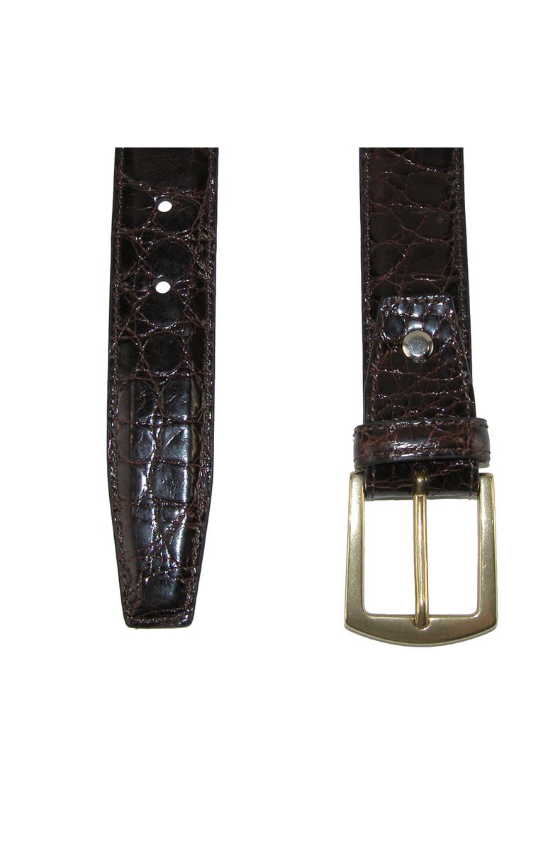 CrookhornDavis Men's American Alligator 32mm Belt, Alternate, color, Dark Brown