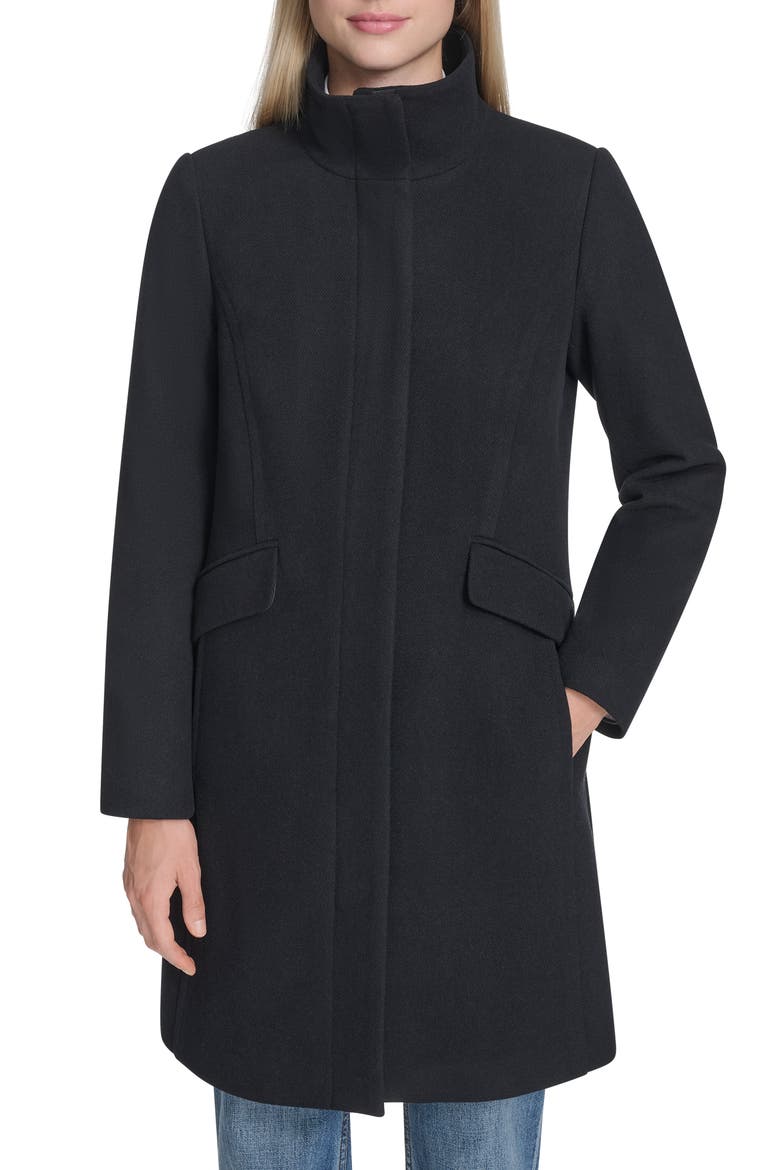 Longline Wool Blend Coat, Alternate, color, BLACK
