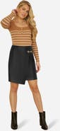 Yumi Faux Leather Wrap Mini Skirt