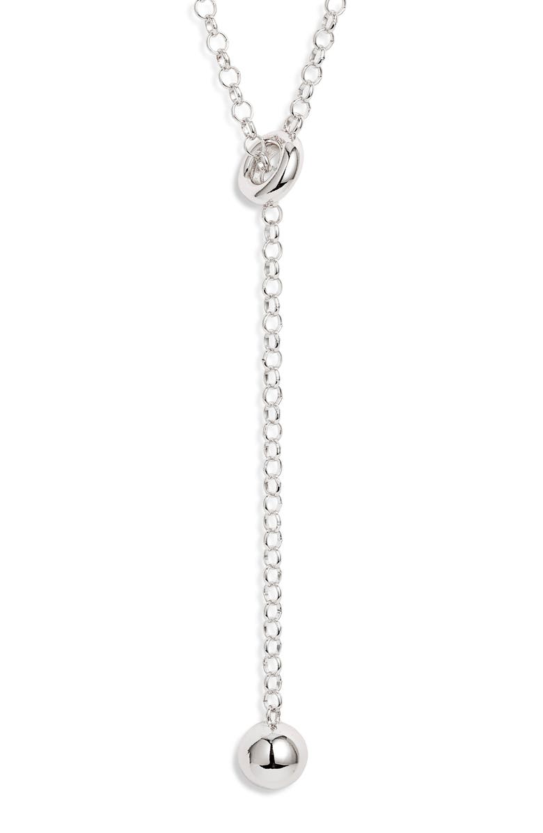 Open Edit Orb Drop Lariat Necklace, Alternate, color, Silver