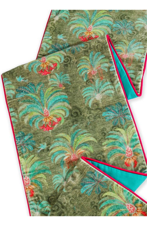 Tiramisu Palatial Verdant Oasis Velvet Table Runner In Green