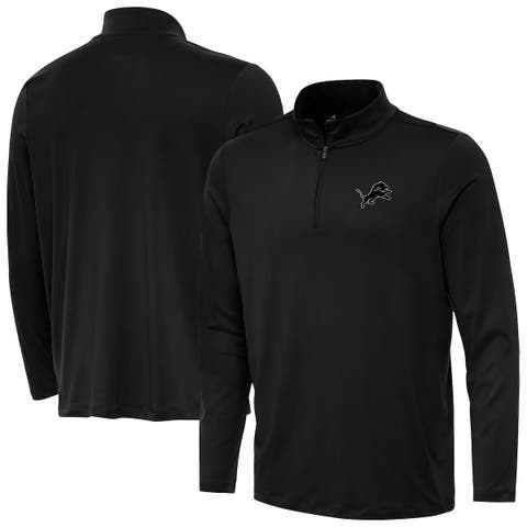 Men's Antigua  Black Detroit Lions Reprocess Quarter-Zip Top
