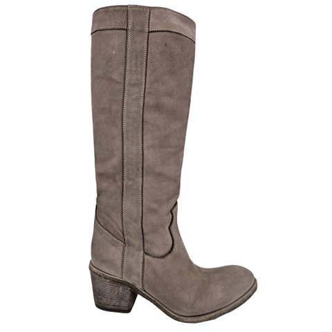 Washed Leather Knee-High Pull-on Boot