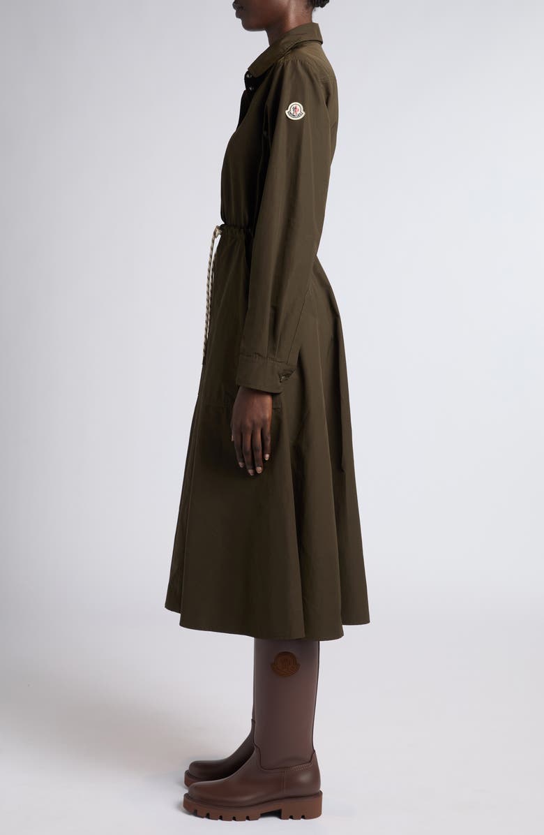 Moncler Long Sleeve Poplin Shirtdress, Alternate, color, Green
