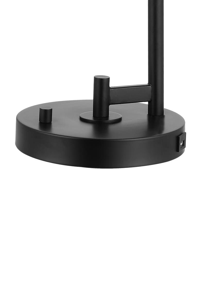 JONATHAN Y Axel Modern 23" Iron/Seeded Glass Farmhouse Industrial USB Charging LED Task Lamp, Black, Alternate, color, Black