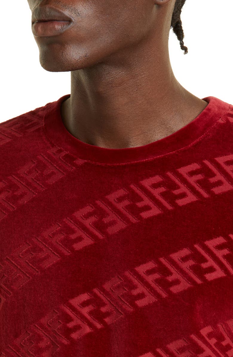 Fendi Men's FF Logo Chenille T-Shirt, Alternate, color, 