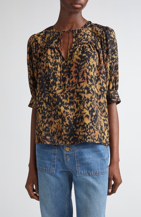 Blaire Leopard Print Short Sleeve Top