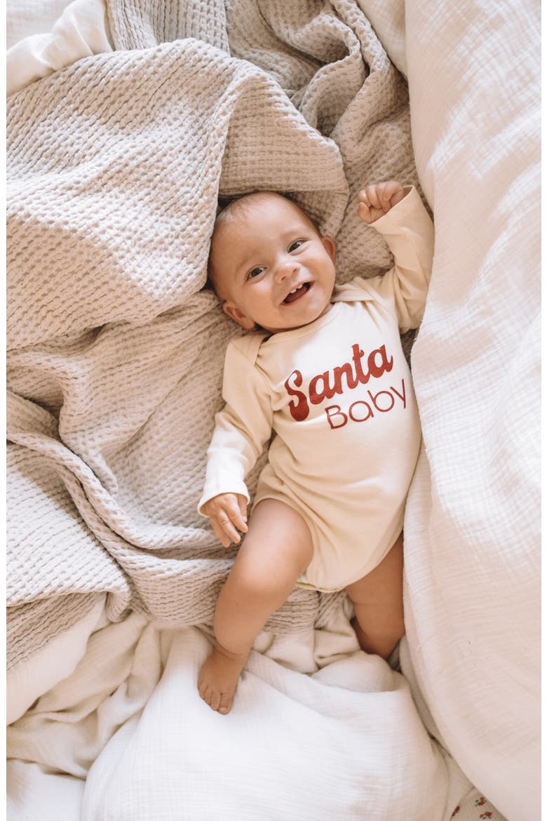 Organic Cotton Santa Baby Bodysuit, Alternate, color, NATURAL