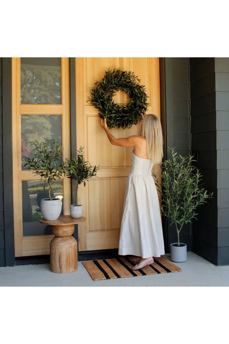 30" Artificial Olive Leaf Wreath, Alternate, color, Green