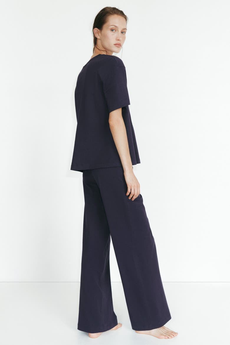 Printed Cotton Pajamas, Alternate, color, Navy blue/Getaway Goals