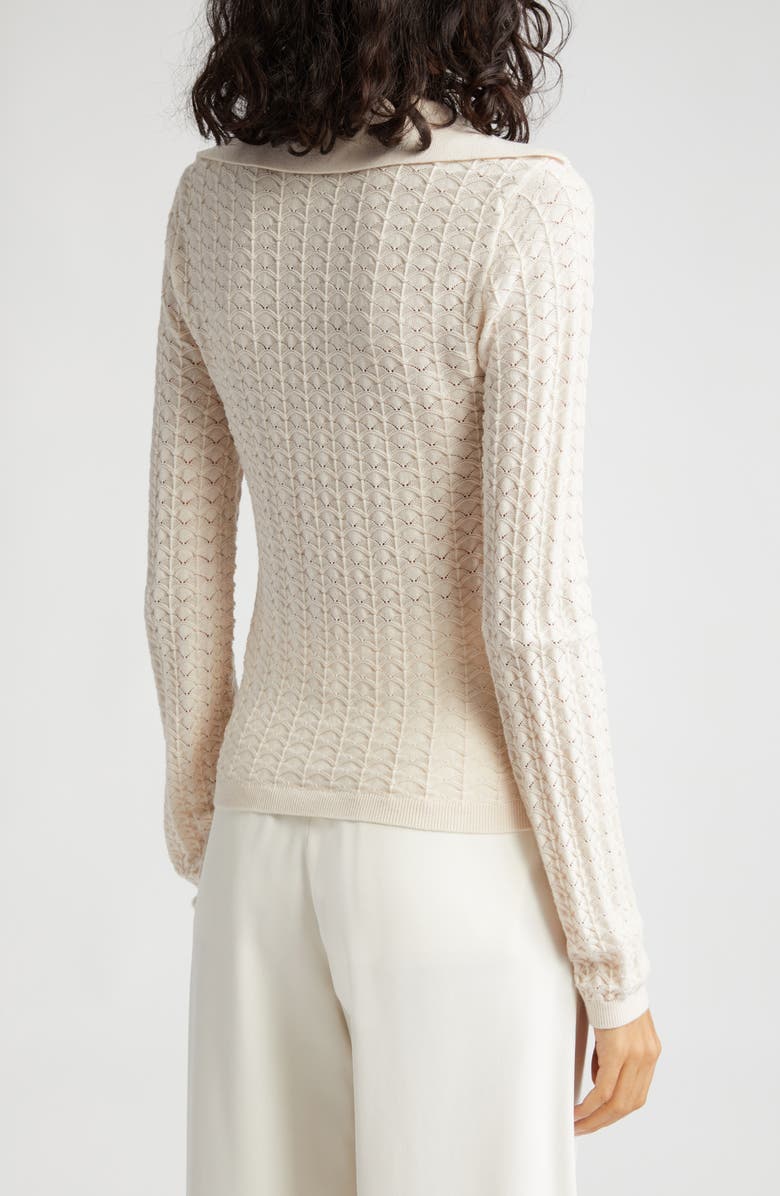 Sea Kyra Pointelle Tie Front Wool Cardigan, Alternate, color, 