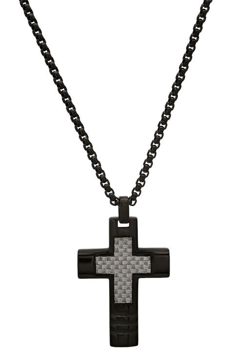 Men's Black Cross Pendant Necklace