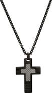 HMY JEWELRY Men's Black Cross Pendant Necklace