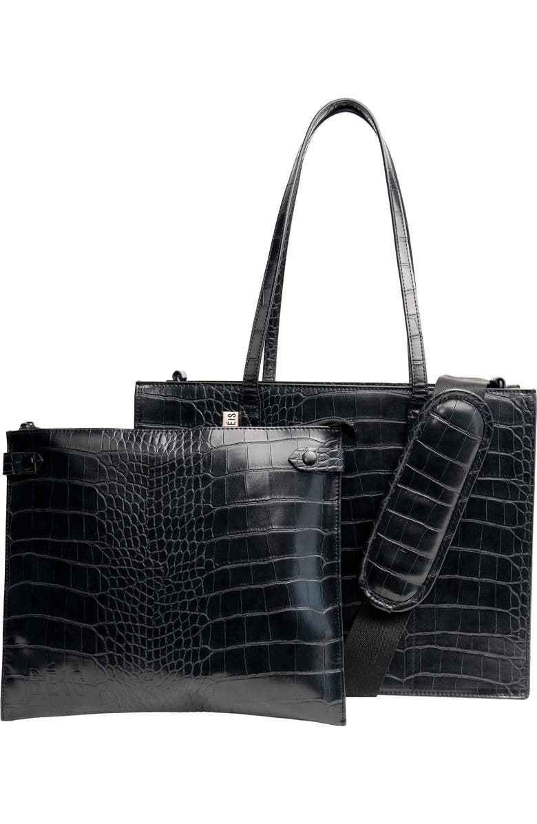 Béis Mini Work Croc Embossed Faux Leather Tote, Alternate, color,