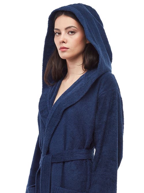 Arus Paradise Womens Hooded Cotton Bath Robe In Blue