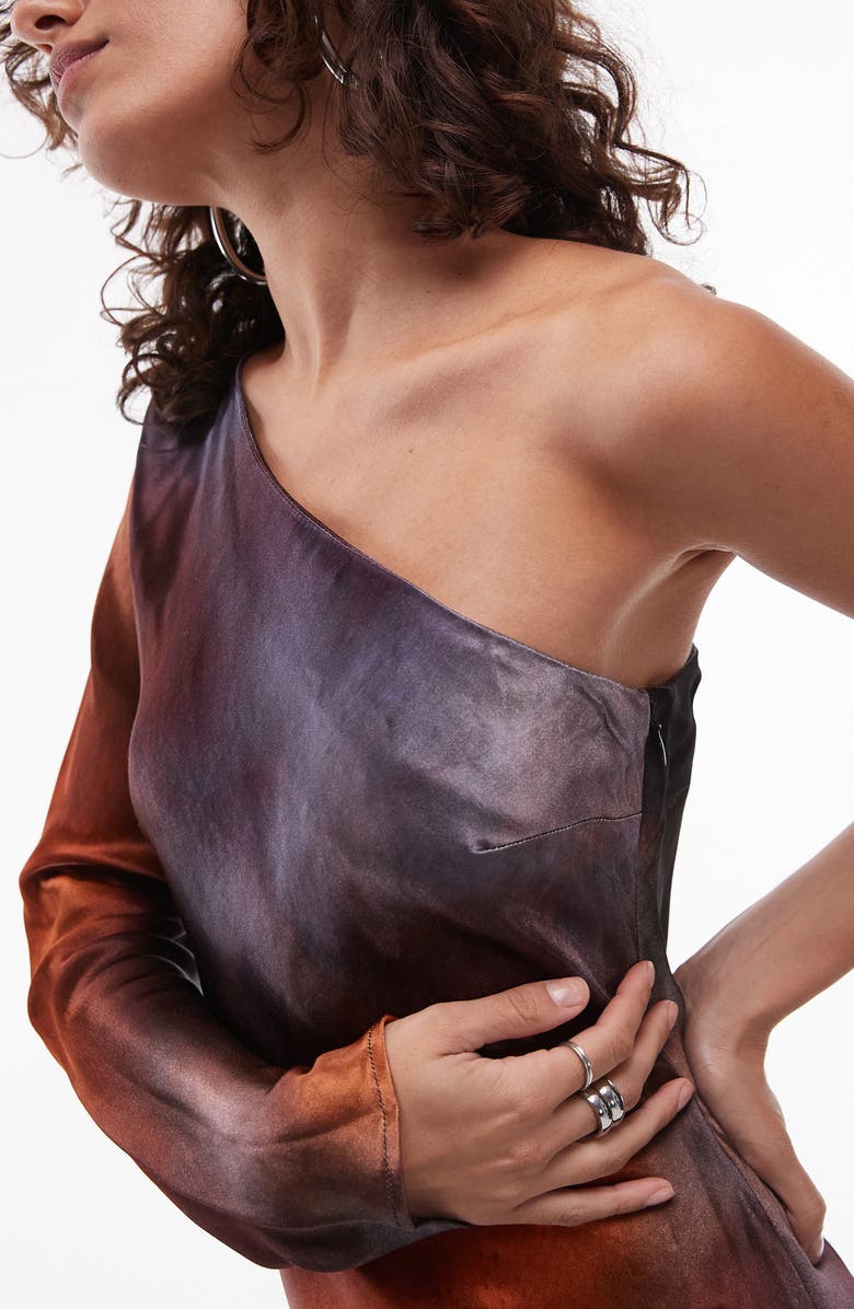 Topshop One-Shoulder Bias Cut Maxi Dress, Alternate, color, 