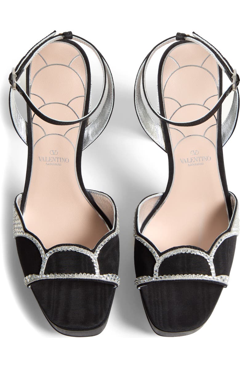 Valentino Garavani Bowow Platform Sandal, Alternate, color, Black/ Silver