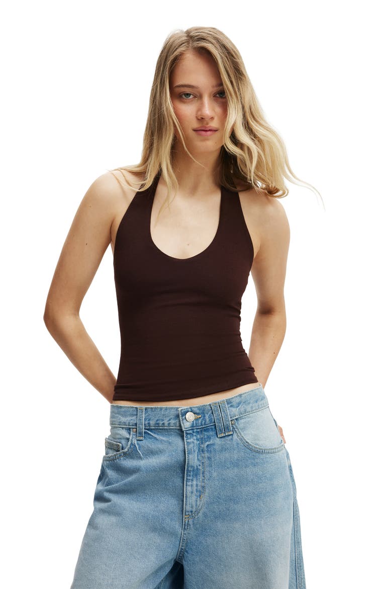 Women's All Day V-Neck Halter, Main, color, Dark Oak