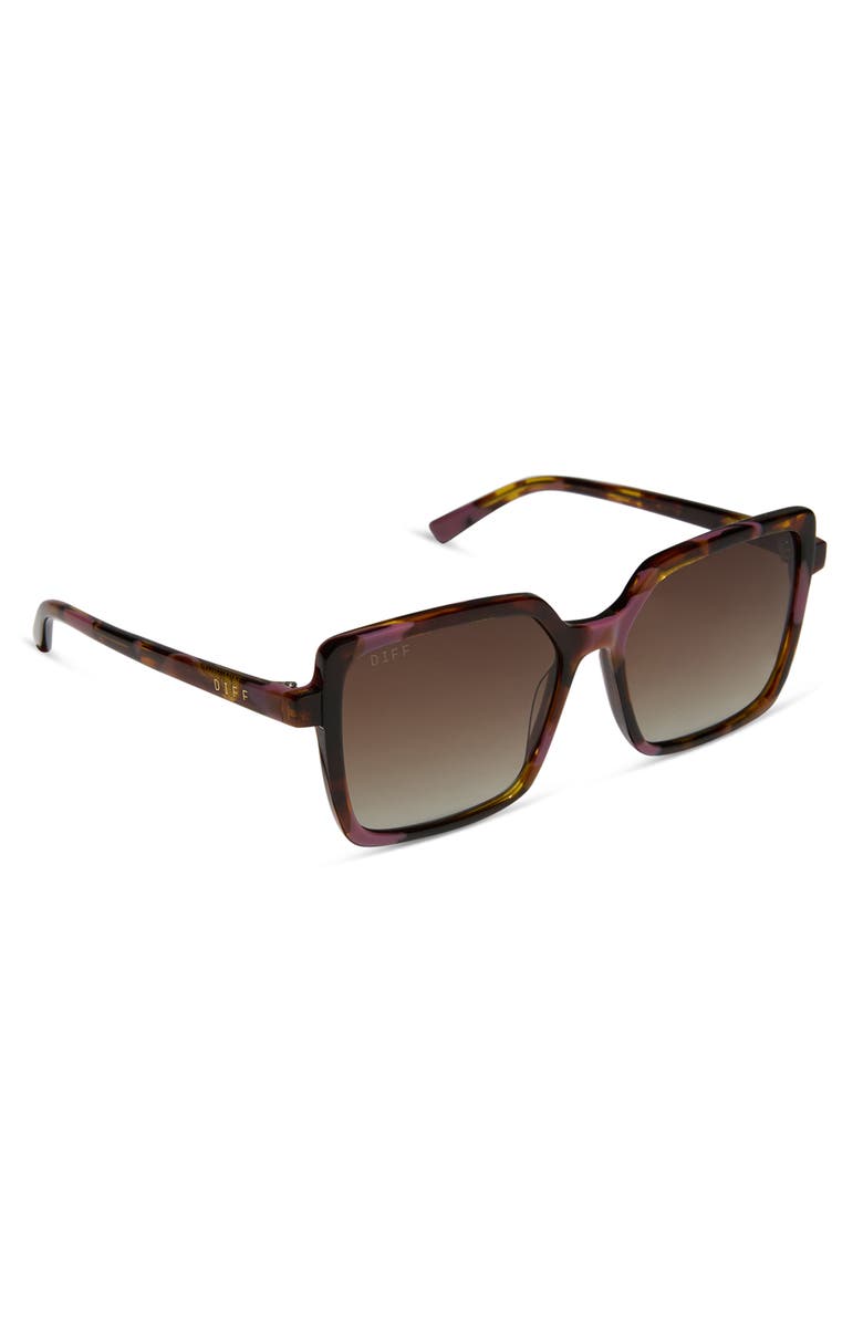 DIFF Esme 53mm Gradient Polarized Square Sunglasses, Alternate, color, Brown Multi Gradient