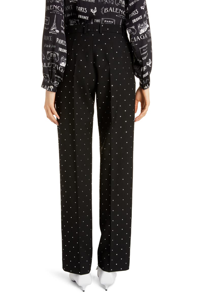 Balenciaga Embellished Straight Leg Wool Pants, Alternate, color,