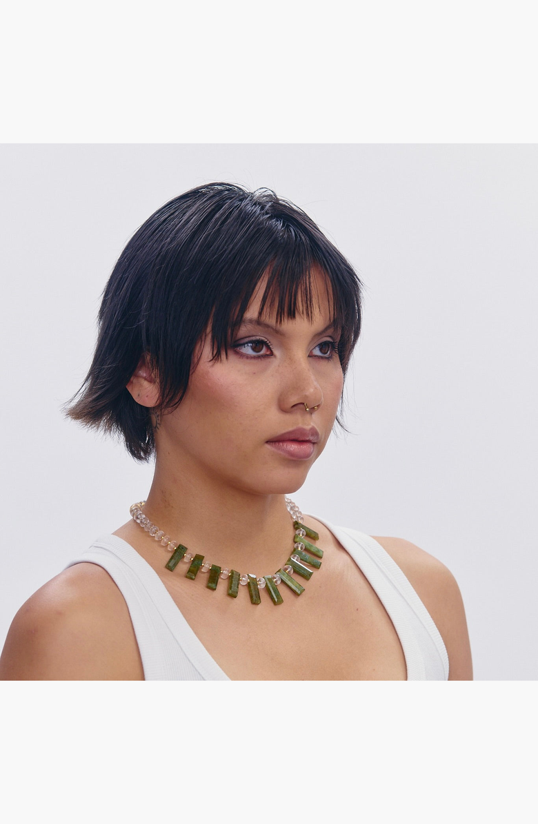 SHOP SPICY DAN Queen Green Quartz Aventurine Gold Plated Necklace, Alternate, color, Green