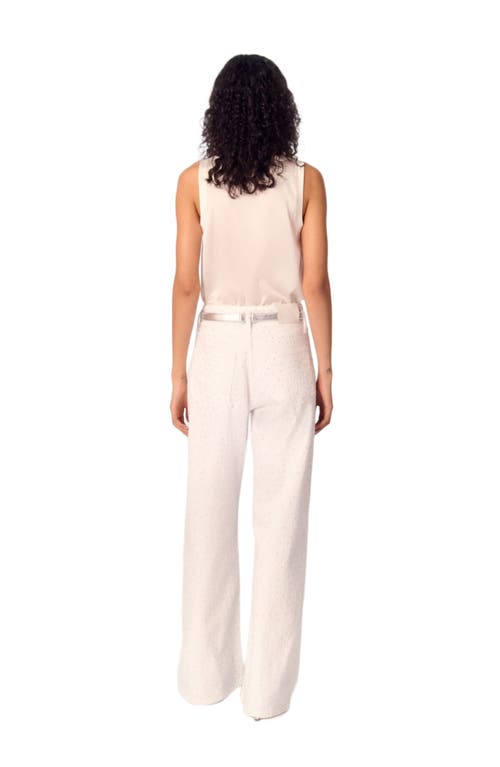Maje Wide-leg Rhinestone Jeans In White
