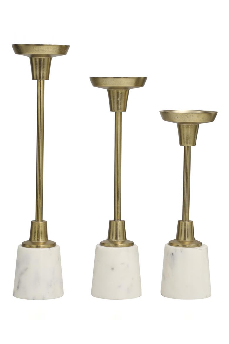 Set of 3 Modern Candleholders, Main, color, GOLD
