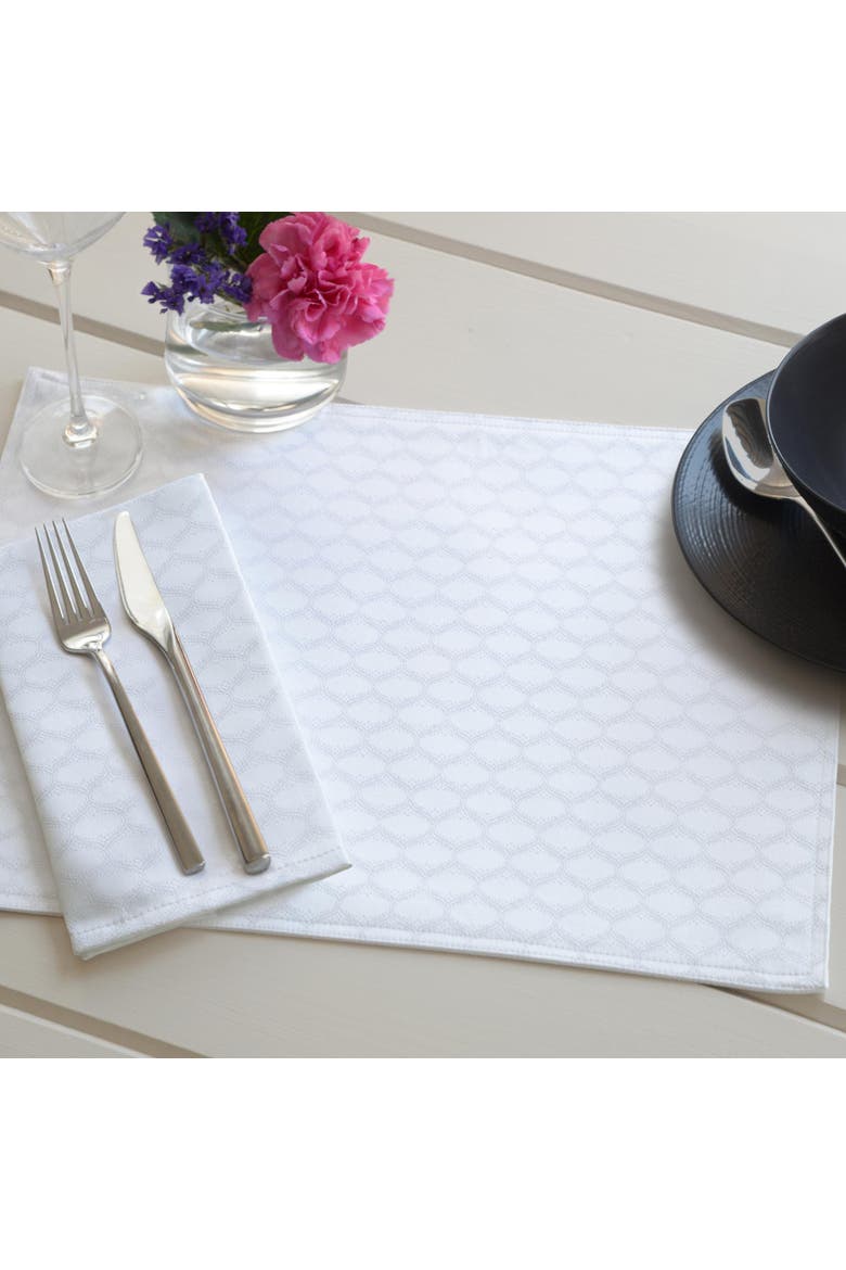 Olivia Reversible Placemats Set of 4, Alternate, color, White