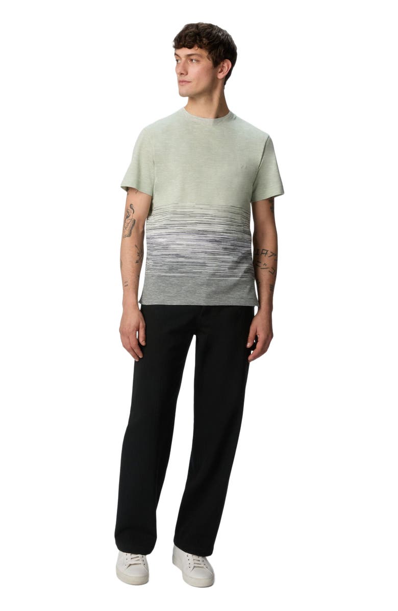 Missoni Crewneck T-shirt In Slub Cotton And Linen With Zigzag Embroidery, Main, color, Green