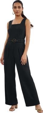 Jessica London Sleeveless Wide Leg Crepe Jumpsuit