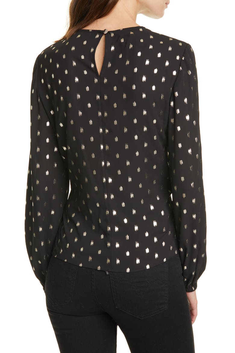 Naiomy Metallic Fleck Wrap Front Top, Alternate, color, BLACK