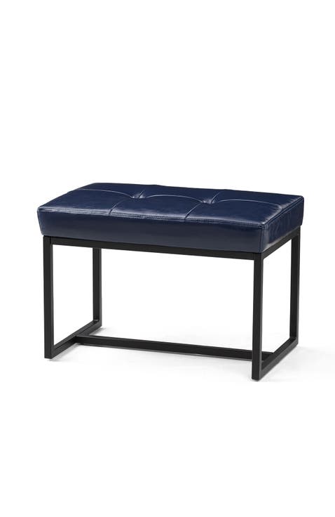 Modern Thick Leatherette Accent Stool with Metal Frame
