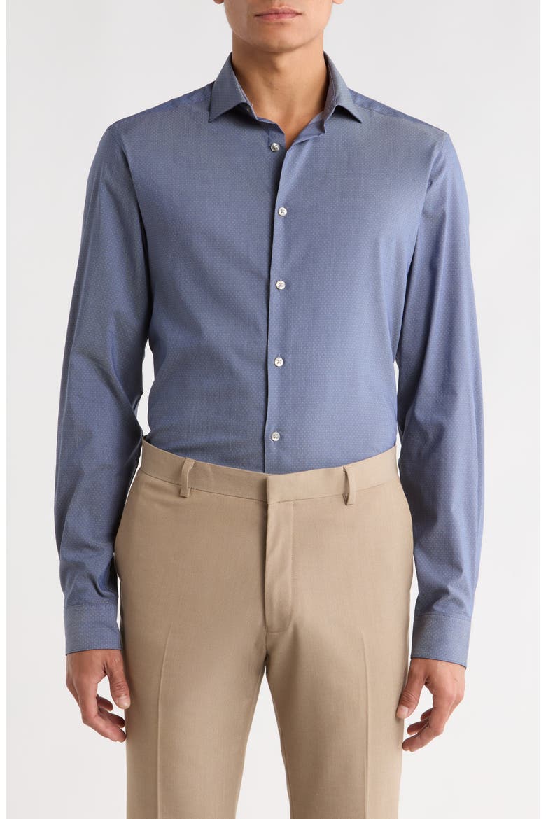 Slim Fit All-Season Stretch Dress Shirt, Main, color, DUSK