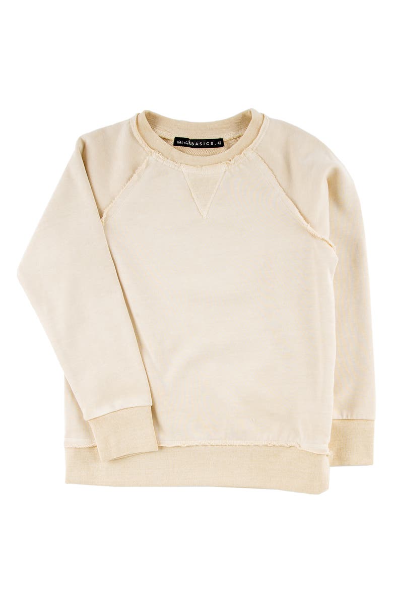 Miki Miette Kids' Iggy Frayed Pullover, Main, color, Oatmeal Beige