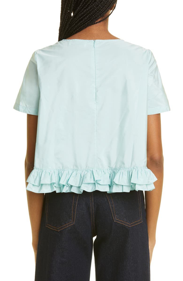 Molly Goddard Julia Tiered Ruffle Hem Taffeta Top, Alternate, color,