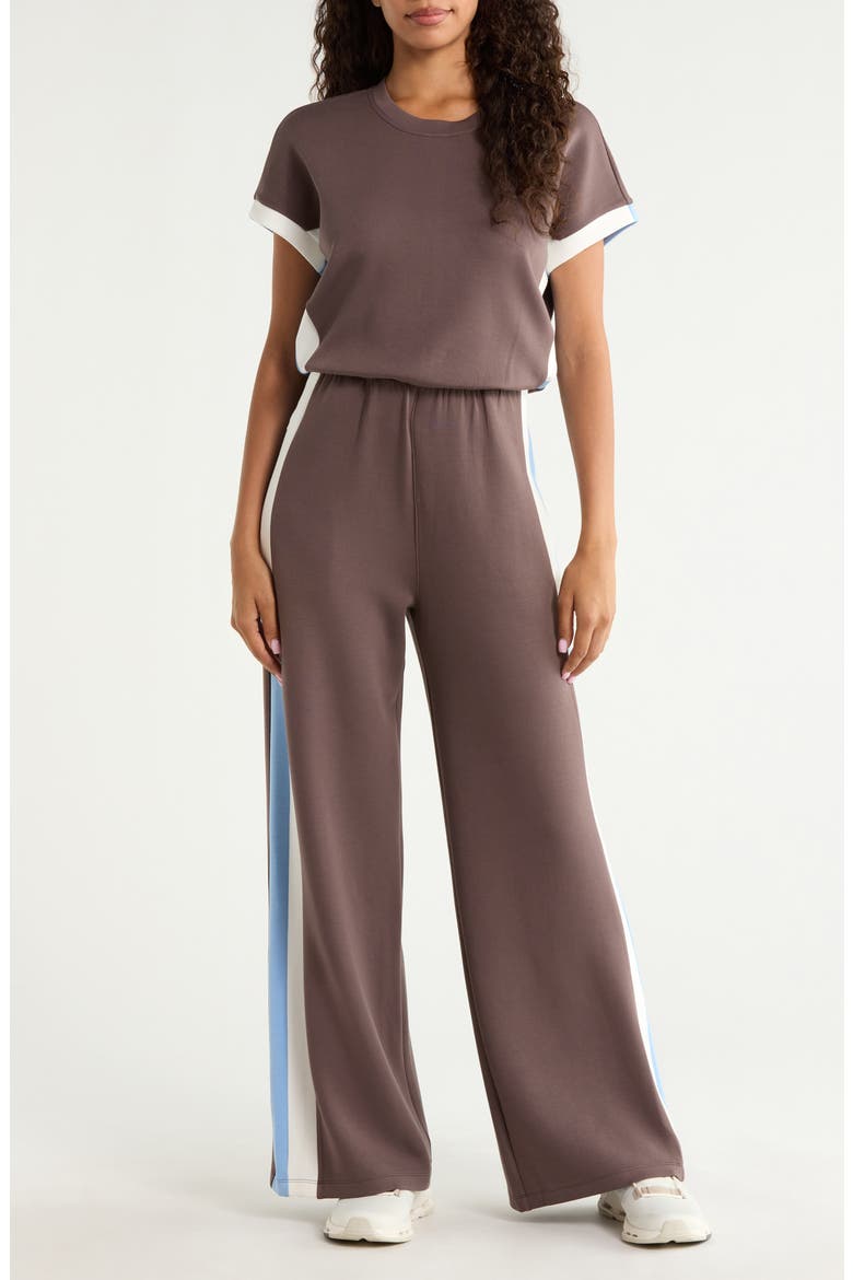 AirEssentials Colorblock Jumpsuit, Main, color, DARK CACAO STRIPE