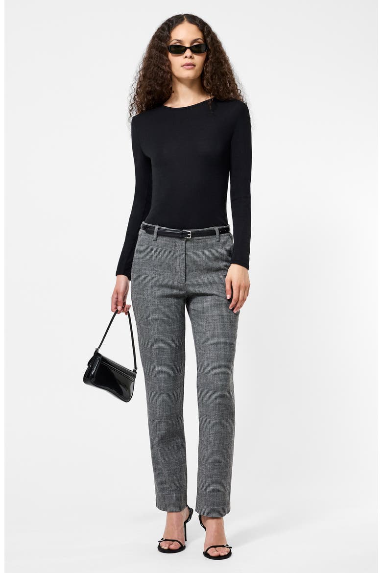Glen Plaid Slim Crop Pants, Alternate, color, CHARCOAL