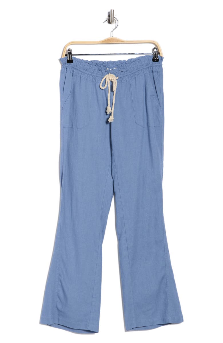 Roxy Oceanside Linen Blend Beach Pants, Alternate, color, Infinity Blue