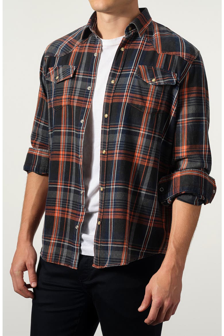 Plaid Denim Shirt, Alternate, color, RUST