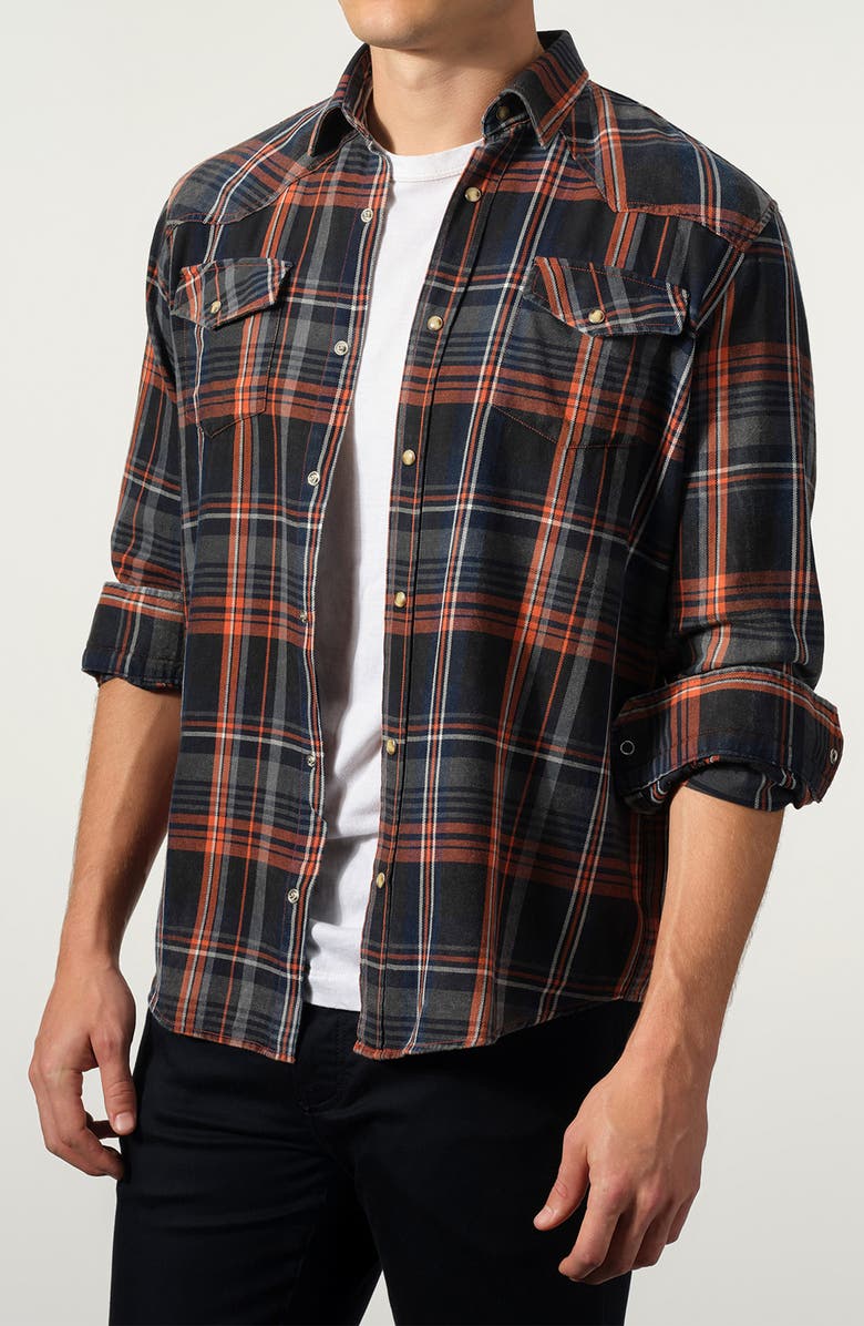 STUDIO GARNET LOS ANGELES Plaid Denim Shirt, Alternate, color, Rust