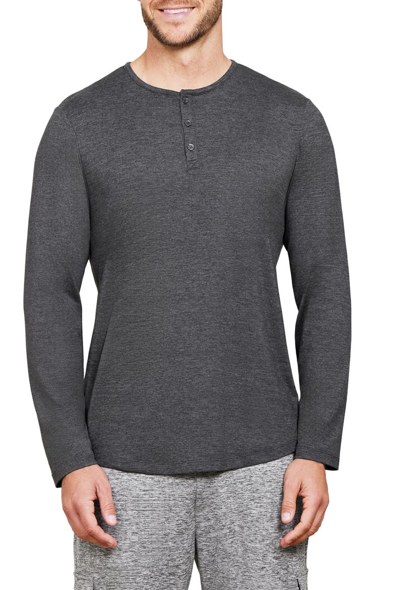 Malibu Collection® Butterchic Knit® Henley, Main, color, HEATHER CARBON