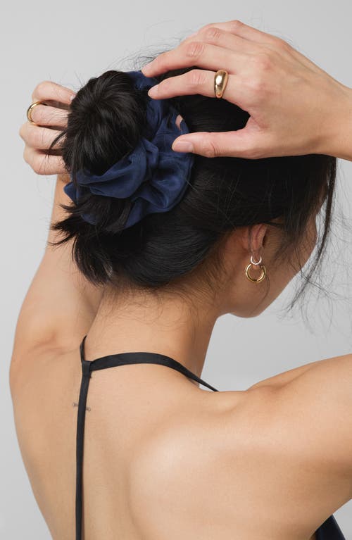 Shop Lunya Washable Silk Classic Scrunchie In Deep Blue